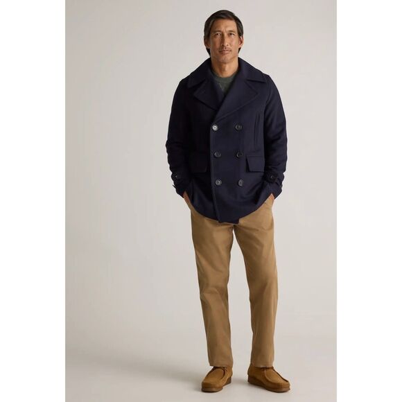 Quince Italian Wool Peacoat Cadet Blue Men's Large NWT - Picture 2 of 16